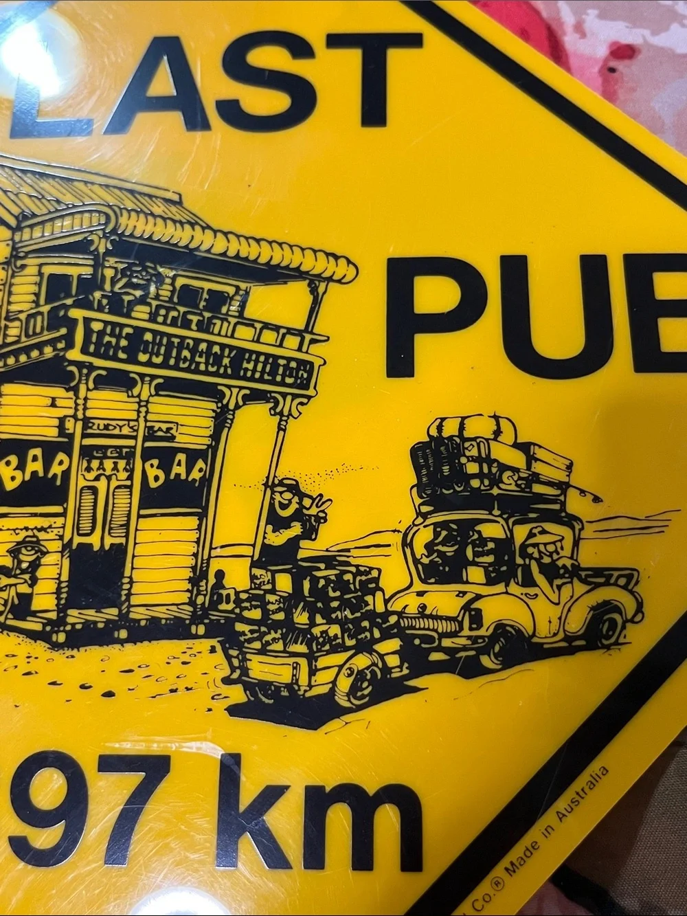 Yellow Road Sign Wall Decor - Retro Bar Graphic